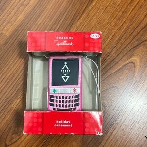 Hallmark Cell Phone Ornament Pink 2010 EUC
